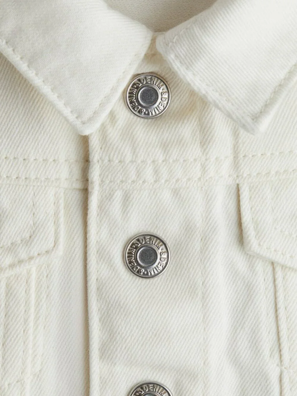 NEW H&M Kids Baby White Denim Jean Jacket Silver Button 1.5-2Y